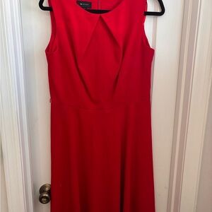 AB Studio Bold Red Sleeveless Midi Dress